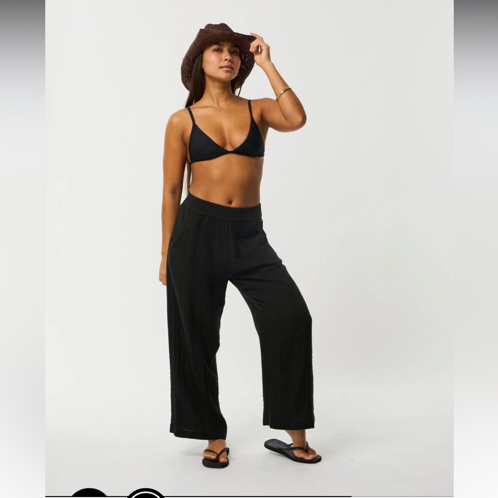 Rip Curl Premium Surf Beach Pants Black Women's Pockets Loose sz Med